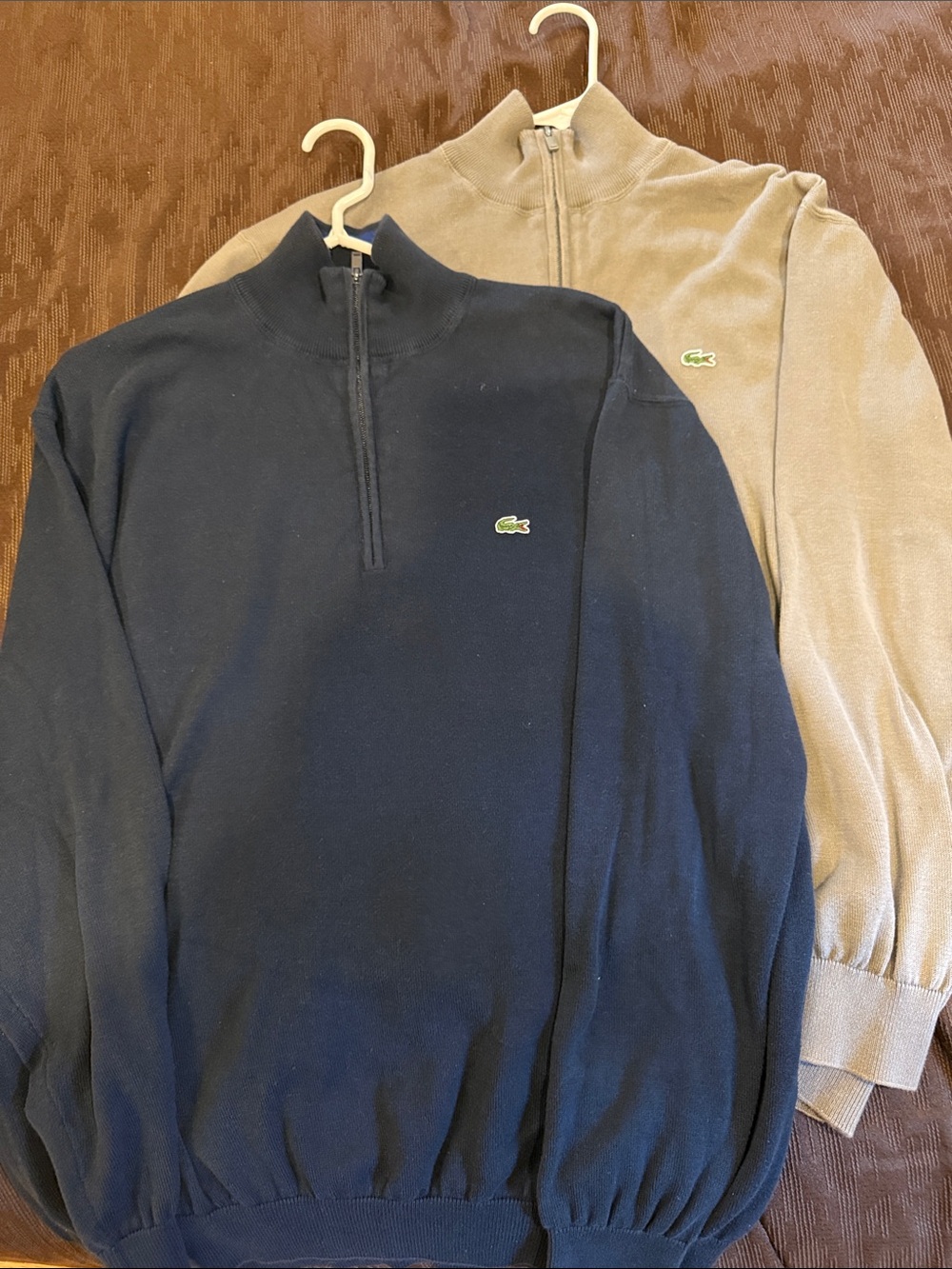 Lacoste Men’s Zip-Neck Sweaters — Navy & Gray